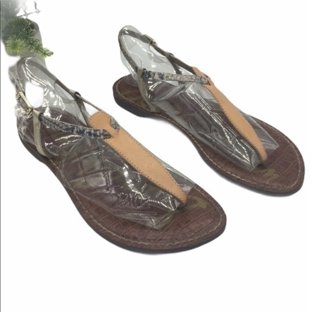 SAM EDELMAN Gigi snakeskin print thong toe sandals